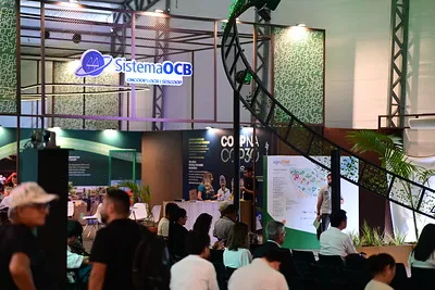 Fotografia do estande do cooperativismo na COP30