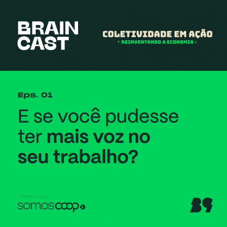 Capa do primeiro episídio do podcast coletividade em ação, imagem com fundo verde onde se lê 